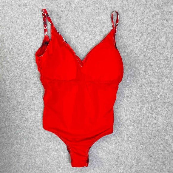 CIA MARITIMA Brasil Red Floral Tie Dye One Piece Swimsuit Womens Size M - Picture 7 of 8